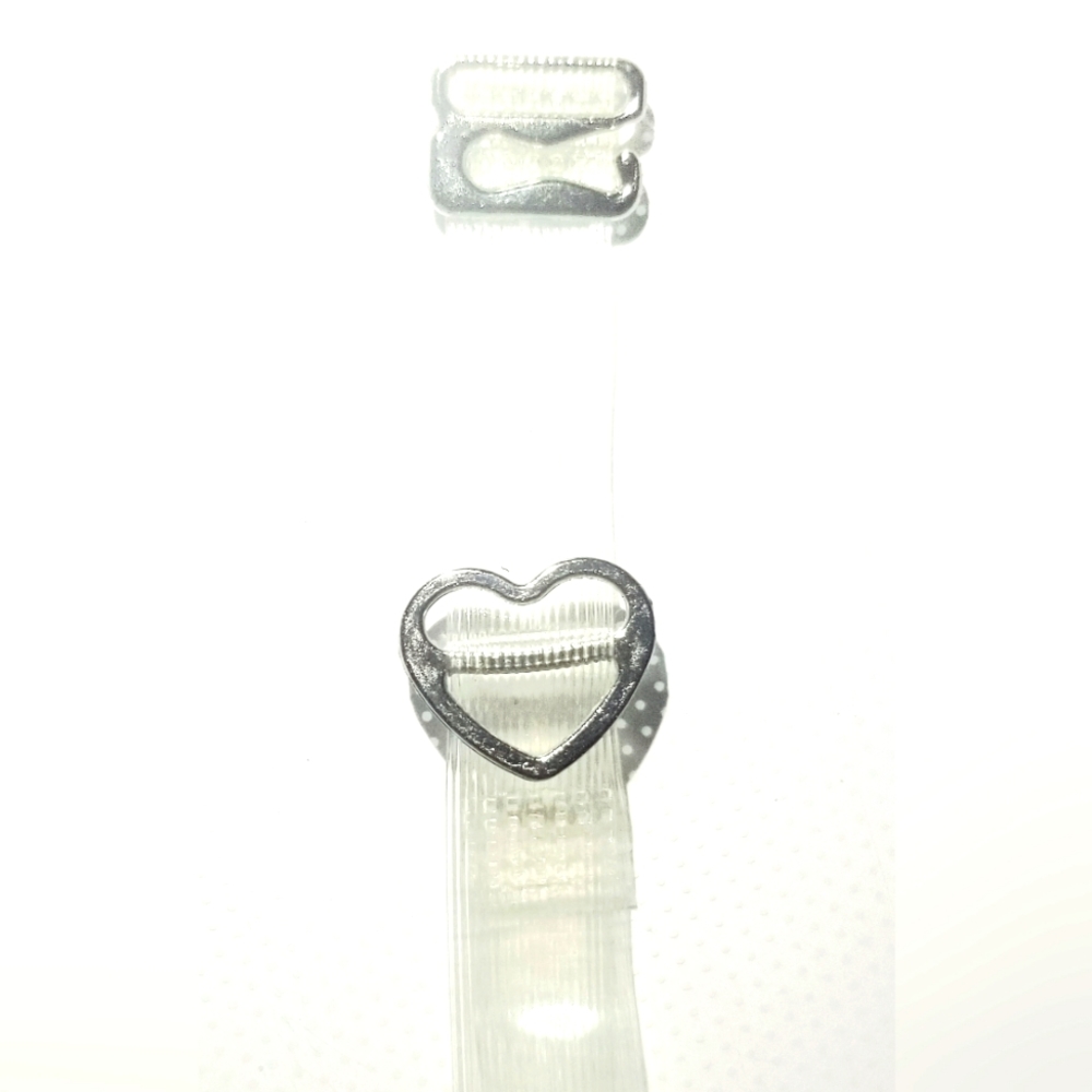 Heart clasped clear rubberized bra straps